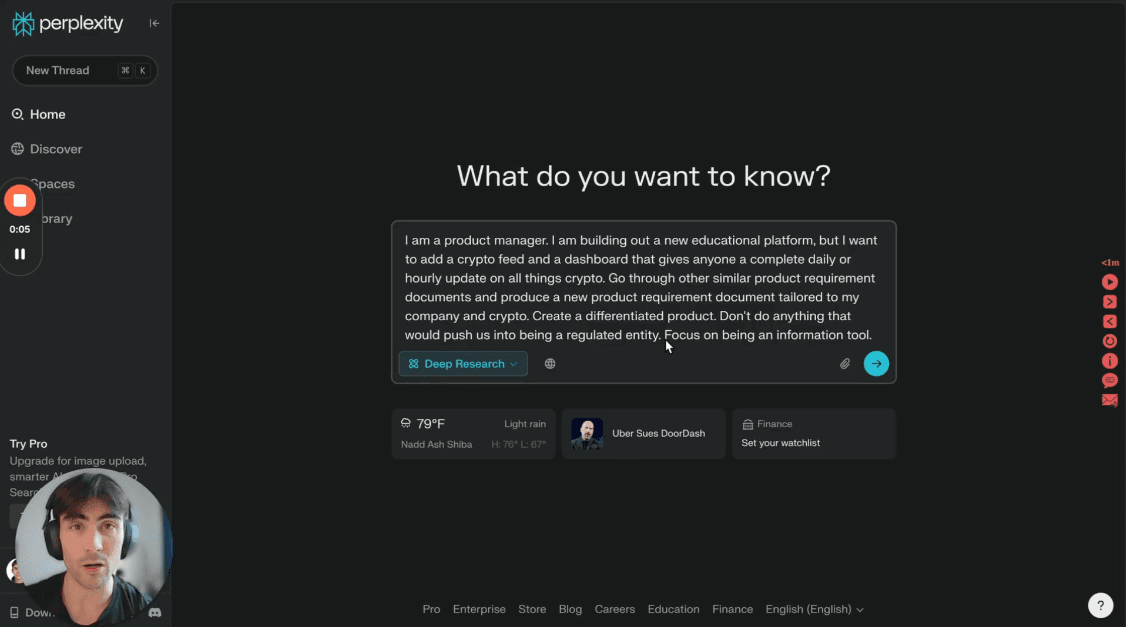 Using Perplexity for Product Requirement Research