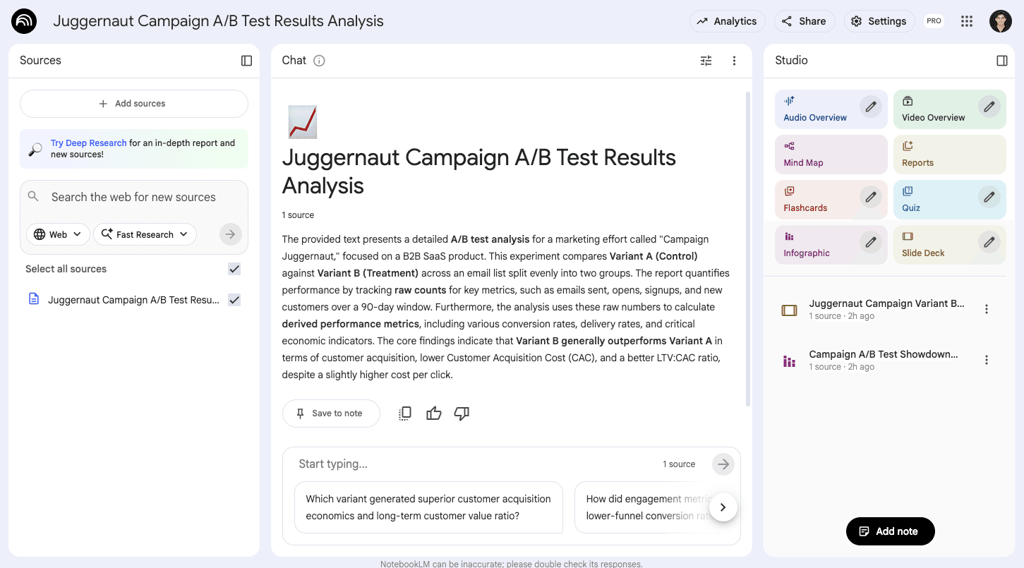 Use NotebookLM to turn raw data into visually appealing insights 