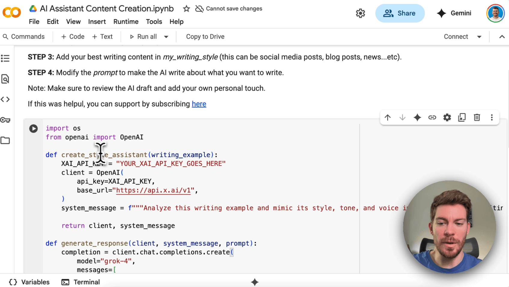 How to build your own AI content writing assistant with Grok 4